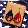 thumbnail image 2 of American Flag Heart Wooden Teardrop Earrings, 2 of 3