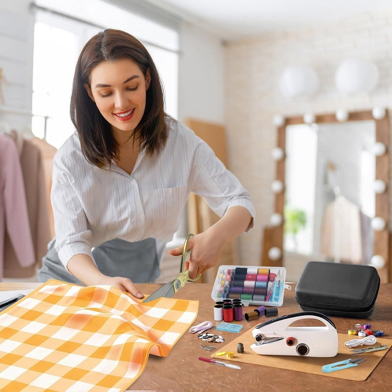 S8 Portable Mini Handheld Sewing Machine Set with Storage Box+Sewing Kit for Beginners Adults