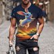 thumbnail image 1 of Blusas y camisas de manga larga con cuello redondo para hombre, blusa informal con estampado de cuello redondo y manga corta, blusa estampada para hombre, 1 of 5