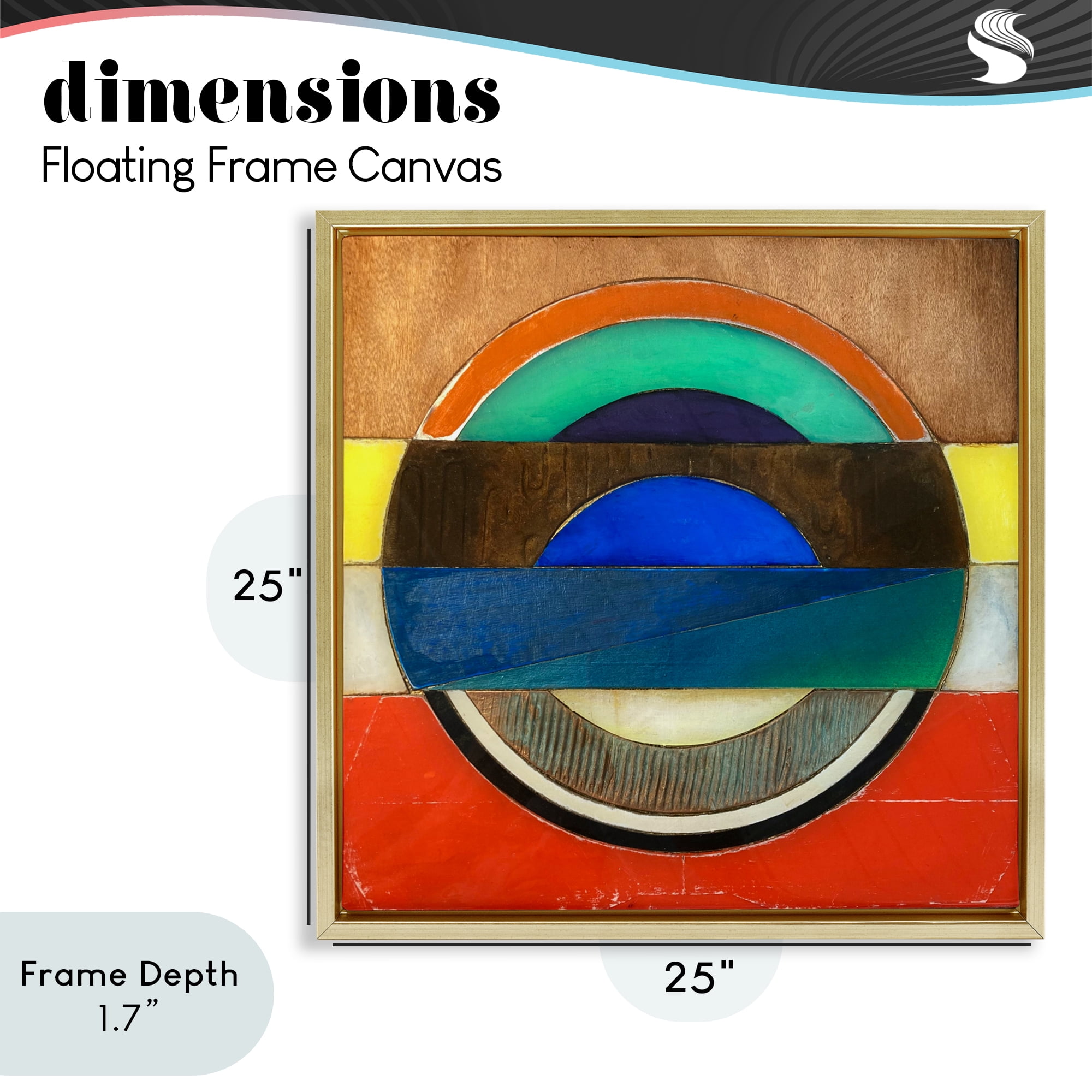 Stupell Industries Bisected Circle Structure Gold Framed Floater Canvas Wall Art, design by Matthew Finger