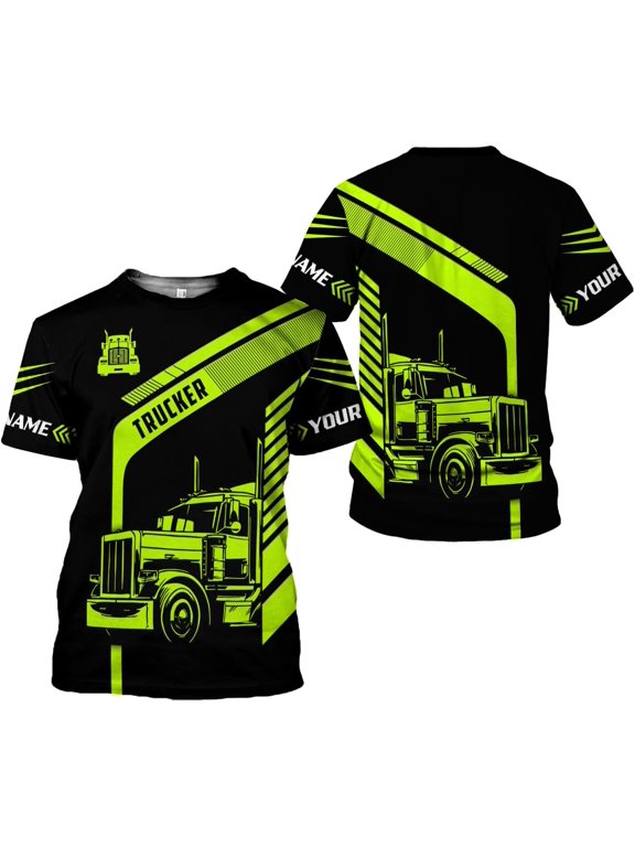 Personalized Name Trucker Shirts for Men 3D, Unisex American Trucker T Shirt for Driver, Size for Men and Women S-5XL (5XL)