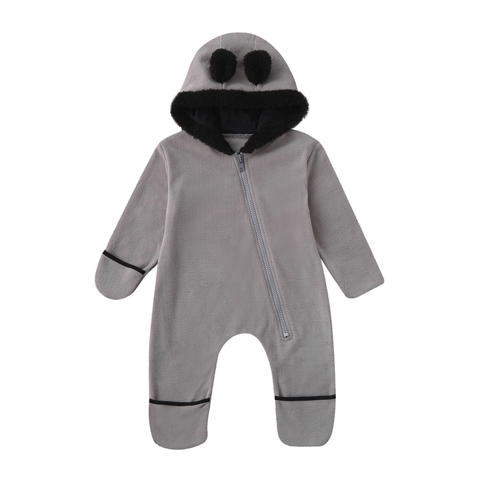 Lojoutye 2025 Baby Girl Clothes Boy Bear Ears Footed Baby Boy Pajamas Hooded Romper Jumpsuit Baby Suits for Coat