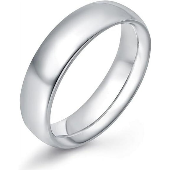 Bonjour Jewelers 24K White Gold High Polish Classic Wedding Ring 6mm Women And Men Plated