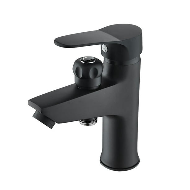 Wosthever Lavabo de cobre de doble con fácil instalación moderna y accesorio de baño de salida suave Decoración del hogar Negro