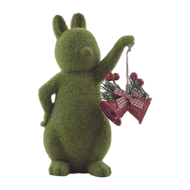 Figura de Pascua flocada, linda decoración de Pascua para la oficina, sala de estar, interior Conejito