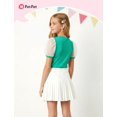 thumbnail image 6 of PatPat Girls Bubble Sleeve Swiss Dot Mesh T-Shirt Short Sleeve Crew Neck Solid Color Tops 7-8 Y, 6 of 6
