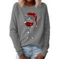 thumbnail image 1 of Innerwin Pullover Crew Neck Ladies Christmas Sweatshirt Daily Wear Long Sleeve Loose Fit Tops Grey XS, 1 of 3