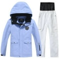 thumbnail image 2 of Conjunto de dos piezas de poliéster para niñas, con capucha y manga larga, para invierno, grueso, impermeable, resistente al viento y cálido, con capucha y pantalones de manga larga., 2 of 8