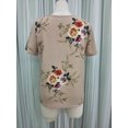 thumbnail image 5 of Cuello redondo Manga corta Estampado digital Floral Suelto Chifón MABOTO Blanco M, 5 of 5