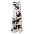 thumbnail image 4 of JLFKNG Leisure Ladys Dresses Floral Printed Loose Fit Pleated Dress Elegant O Neck Sleeveless Ankle Length Daily Wear, 4 of 5