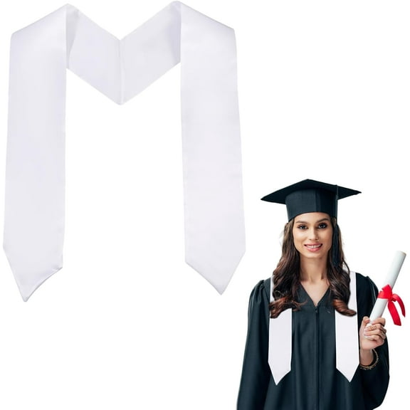 2Pcs 59" Plain Graduation Honor Ribbon Graduation Stole Satin Graduation Ribbon Etiquette Shoulder Belt Unisex Adult Graduation Accessories for Academic Church Priest Choir Stole Steel