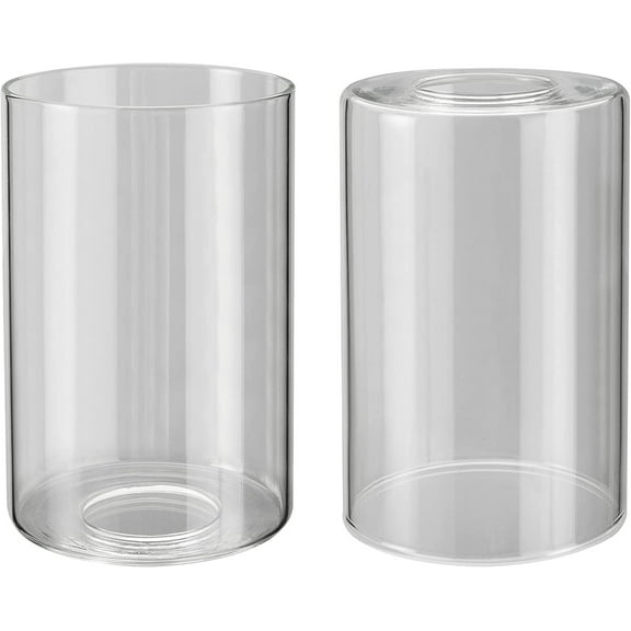 Aspen Creative 23616-02,Clear Cylinder Glass Shade. 3-1/2"Dia x 5-1/2"H / Center Hole:42mm.Set of 2.