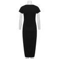 thumbnail image 6 of UTTOASFAY Womens Maternity Dresses Summer Round Short Sleeve Solid Color Split fork Maternity Dress Fashion Skirt Black M, 6 of 8