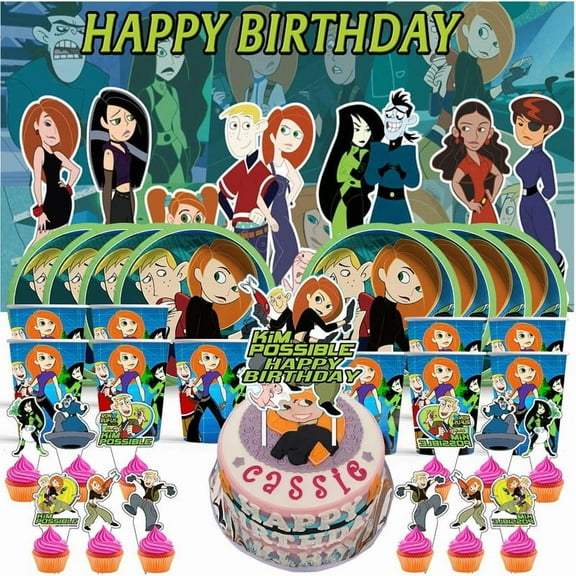 Kim Possible Birthday Cups Party Supplies Decor Backdrop Paper Plates Fans Decorations Banner