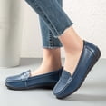 thumbnail image 6 of Miluxas Women's Business Loafers Work Casual Flats Shoes Lightweight Penny Leather Slip On Walking Shoes Dark Blue 7.5(40), 6 of 6