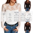 thumbnail image 3 of Neewe Long Sleeve Shirts for Women's Lace Tops Mesh Sheer Crew Neck Shirts Breathable Spring Fall Going Out Blouse, 3 of 6