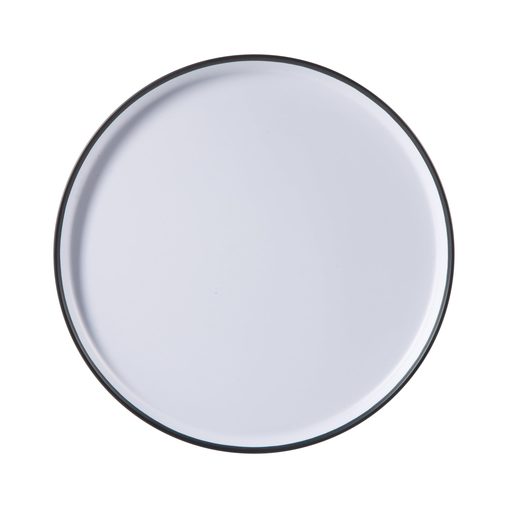 Gibson Home Folsom Shores 12 Piece Unbreakable Modern Melamine Plates and Bowls Dinnerware Set - Outdoor, Camping, & Everyday Use - White W/ Black Rim