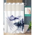 thumbnail image 2 of No Hook Shower Curtains with Snap in Liner, Purple Ombre Forest Waterproof Fabric Shower Curtain, Modern Landscape Abstract Art Double Layers & See-Through Top Window Bathroom Curtains 72''x96'', 2 of 6