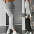 thumbnail image 2 of Skymirror Women Fall Winter Skirt High Waist Knitted Elastic Thick Warm Ankle Length Striped Slim Fit Soft Sheath Lady Maxi Skirt, 2 of 8