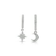 thumbnail image 2 of Tilo Jewelry 925 Sterling Silver Star Moon Dangle Drop Huggie Hoop Earrings with Cubic Zirconia CZ Stones | Everyday Celestial Earrings for Women & Unisex, 2 of 7