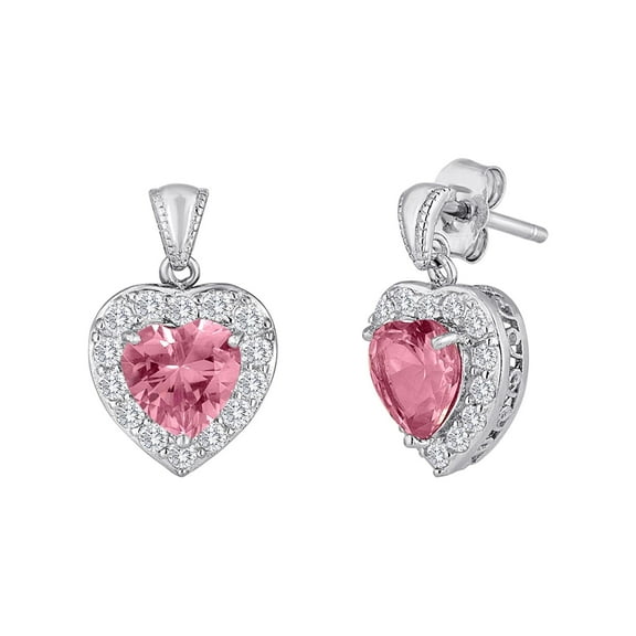 Ladies Brilliance Fine Jewelry Sterling Silver & Lab Created Pink Sapphire Earrings