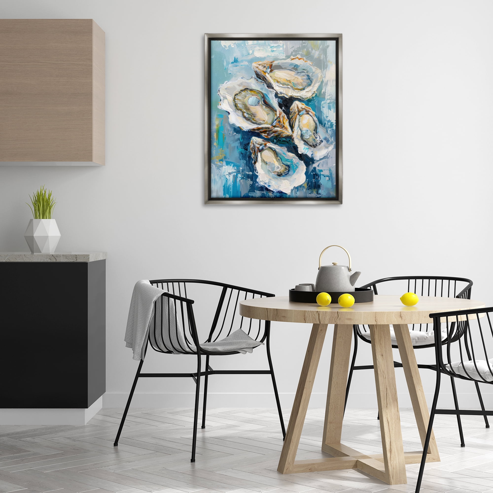 Stupell Industries Freshly Shucked Oysters Food & Beverage Painting Gray Floater Framed Canvas Art Print Wall Art, 25 x 31