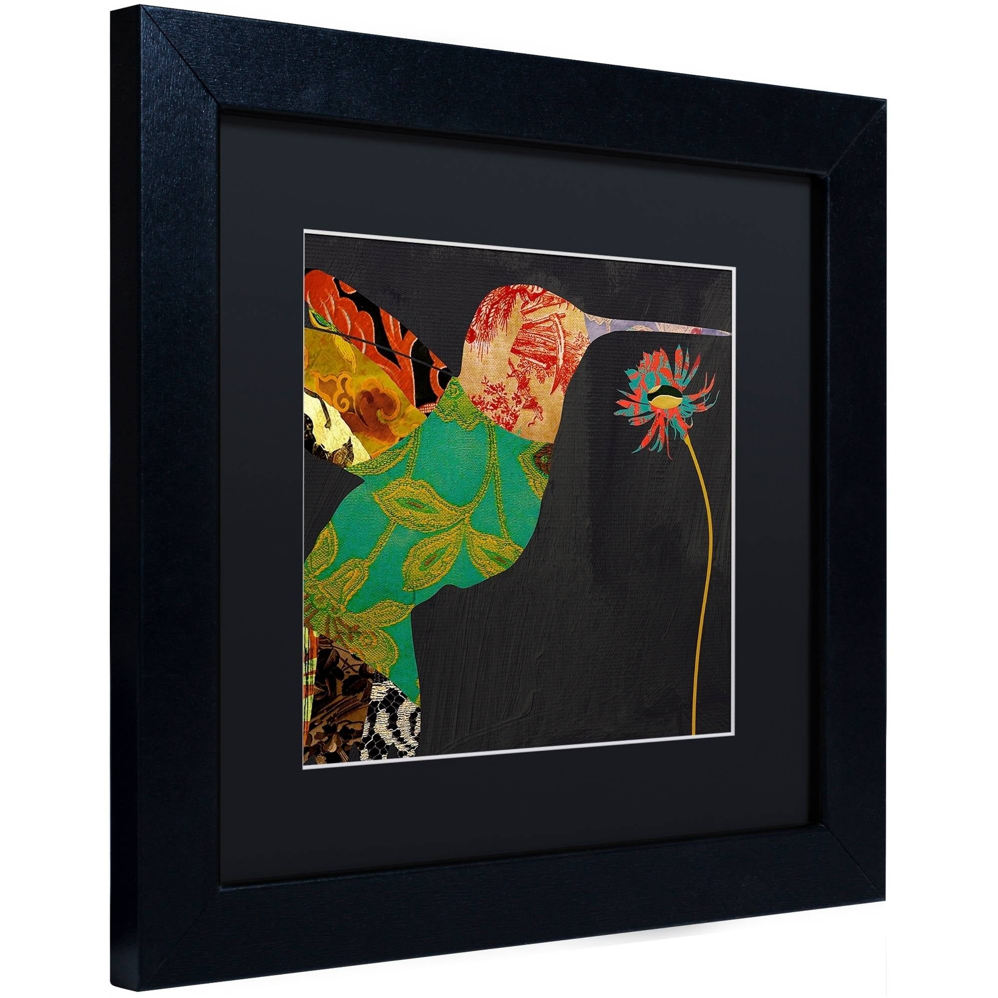 Trademark Fine Art "Hummingbird Brocade IV" Canvas Art by Color Bakery Black Matte, Black Frame