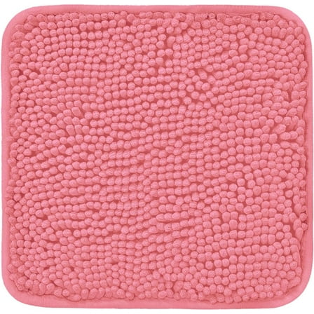 GUCADS-Small Bathroom Rug 12"x12" – Washable and Absorbent Bath Mat, Non Slip, Thick Soft Chenille Bath Rugs for Bathroom, Shower, Sink(Pink)