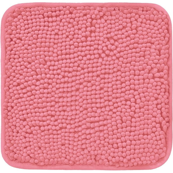 GUCADS-Small Bathroom Rug 12"x12" – Washable and Absorbent Bath Mat, Non Slip, Thick Soft Chenille Bath Rugs for Bathroom, Shower, Sink(Pink)