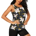thumbnail image 2 of Gukieu Lilies Flowers Print Women's Quick-drying Fitness Vest, Round Neck Sleeveless Fitness T-shirt, Suitable for Yoga, Sports-Medium, 2 of 7
