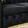 thumbnail image 5 of Mid Century Modern Chesterfield Sofa Couch, 90.6" Velvet Couch Black and Gold Sofa Luxury Loveseat for Living Room, Tufted Sofas with 2 Pillows & Classic Golden Decor, Jet Black, 5 of 7