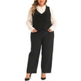 thumbnail image 2 of Agnes Orinda Women's Plus Size Suit Vest Double Breasted Vintage Lapel Collar Dressy Waistcoat Vest with 2 Pockets 4X Black, 2 of 6
