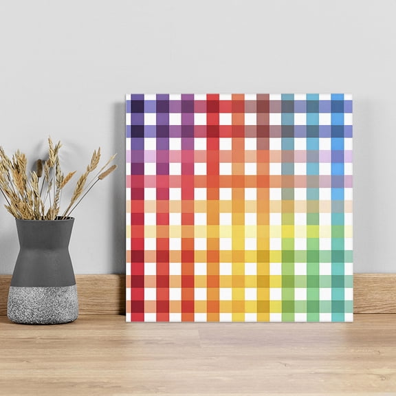 Colorful Stripe Wall Art Painting on Canvas, Farmhouse Striped Modern Abstract Art Canvas Art Home Prints Wall Art Framed Modern Artwork for Living Room Bedroom Wall Decor 8x8in