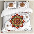 thumbnail image 3 of Lotus Duvet Cover Set Twin Size, Lotus Flower with Abstract Modern Style Mandala Influences Symmetric Folk Pattern, Decorative 2 Piece Bedding Set with 1 Pillow Sham, Multicolor, by Ambesonne, 3 of 3