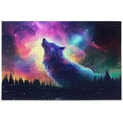 Bestwell Puzzle- Aurora Borealis Wolf Jigsaw Puzzles,1000 Piece Puzzles for Family - Fun Intellectual Decompressing Educational Games411