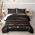 thumbnail image 2 of meiyoeat Black Camo Flag Quilt King, Gold Star Hunting Print King Coverlet Set For Boys Kids,3 Pieces, 2 of 7
