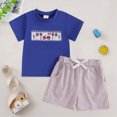 thumbnail image 2 of kaprioy Baby Toddler Boys Summer Shorts Clothing Set, 6 9 12 18 24 Months Short Sleeve 4th of July Embroidery T-shirt with Plaid Shorts Outfit T-Shirts Elastic Waist Shorts 2Pcs Outfits, 2 of 6