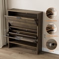 thumbnail image 2 of Shoe Cabinet – Fluted Entryway 32" Wide – 2 Flip Drawer Doors – Tall Freestanding Hidden Rack – Entrance, Hallway & Living Room – Walnut, 2 of 8