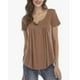 thumbnail image 1 of Camiseta de talla grande con botones lisos para mujer, camisetas informales de manga corta con cuello redondo-c, 1 of 3