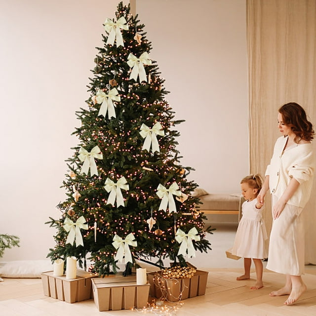 Jusqu'à 40 % de Réduction sur les Cadeaux Oefntac Décorations de Noël Ruban Polyester Absorbant Nœud à Queue Double Emballage Cadeau Ruban Nœud Décorations de Sapin de Noël