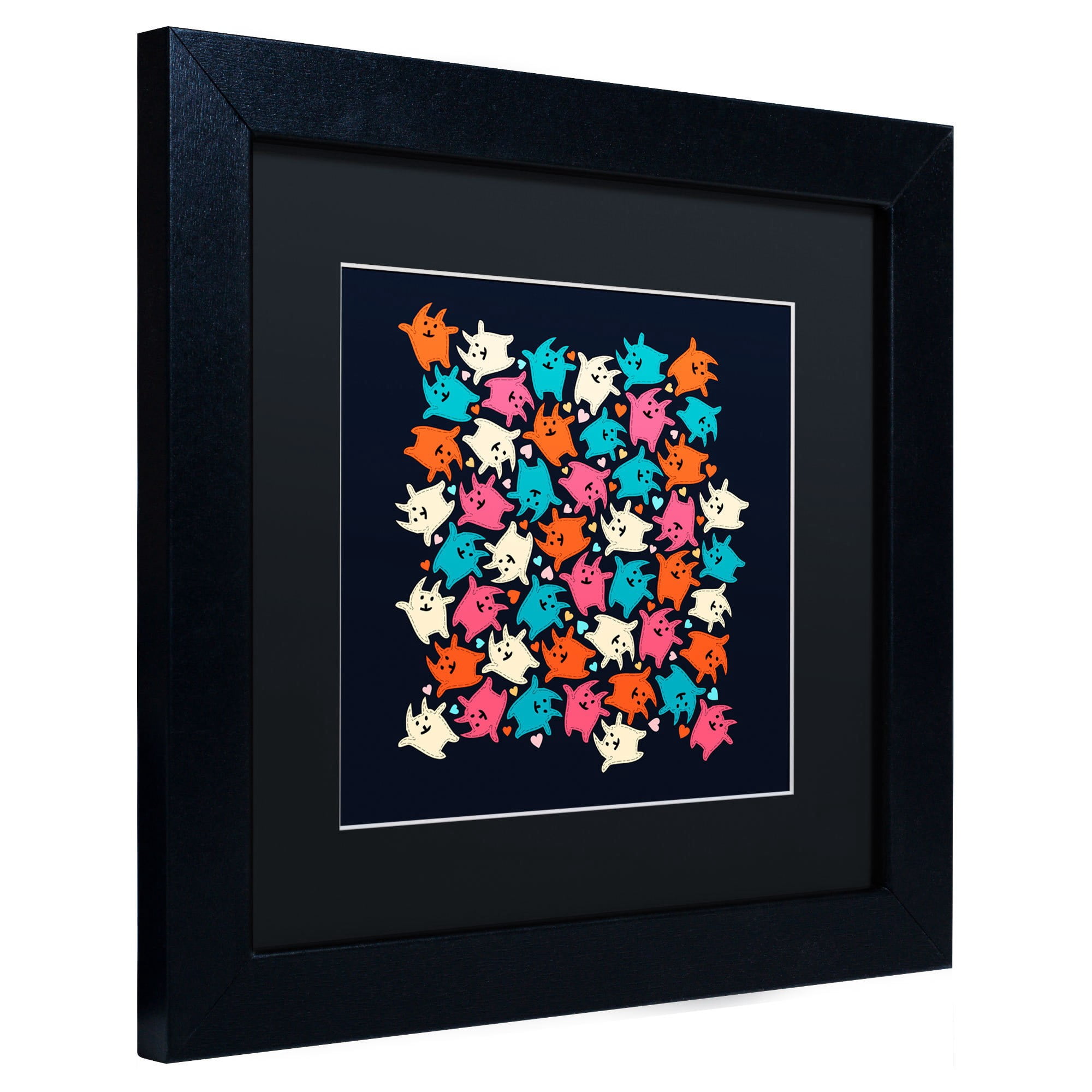 Trademark Fine Art "Tiny Tumbling Kittens" Canvas Art by Carla Martell, Black Matte, Black Frame