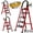 3 Step Ladder (Red), variant on 500lbs Load-Bearing Folding Step Ladder, Heavy-Duty Steel Portable Ladder With Anti-Slip Wide Treads, Convenient Handrails & Safety Lock Design, Sturdy Step Stool For Home, Kitchen,Garage&Office Use