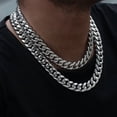 thumbnail image 3 of European and American Hip-Hop Style Stainless Steel Cuban Necklace, Men's Round Polished Encrusted Cuban Chain, Titanium Steel Bracelet and Necklace Jewelry, 3 of 5