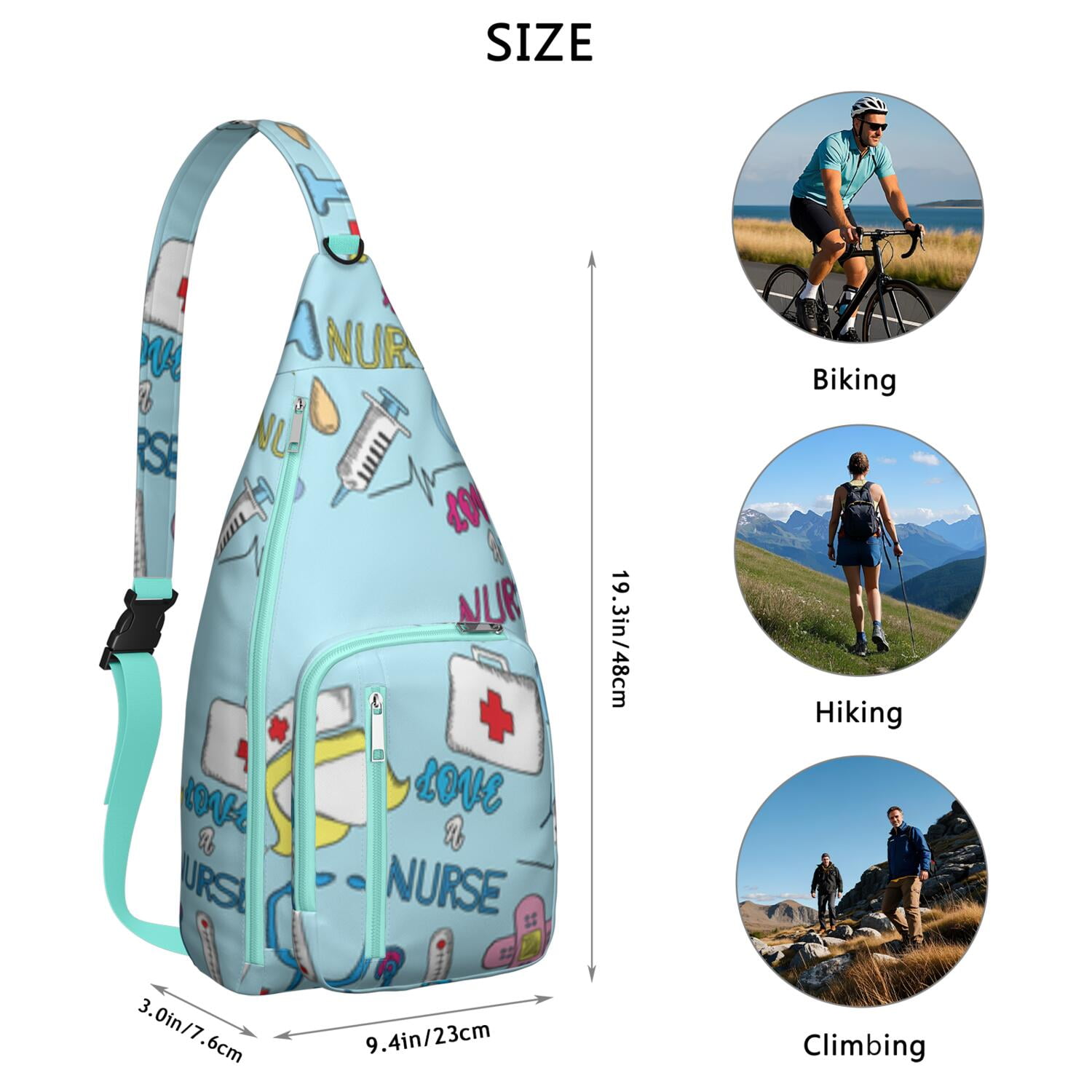 Funny Nurse Life Crossbody Sling Bag - Cute Nurse Aesthetic Waterproof Chest Pack, Lightweight Medical-Themed Shoulder Bag for Nursing Students & Healthcare Heroes (Saving Lives Every Day Design)