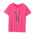 thumbnail image 3 of Camiseta para mujer de verano simple y ligera con cuello redondo para viajes de compras navideñas , Rosa Rosa, s, 3 of 7