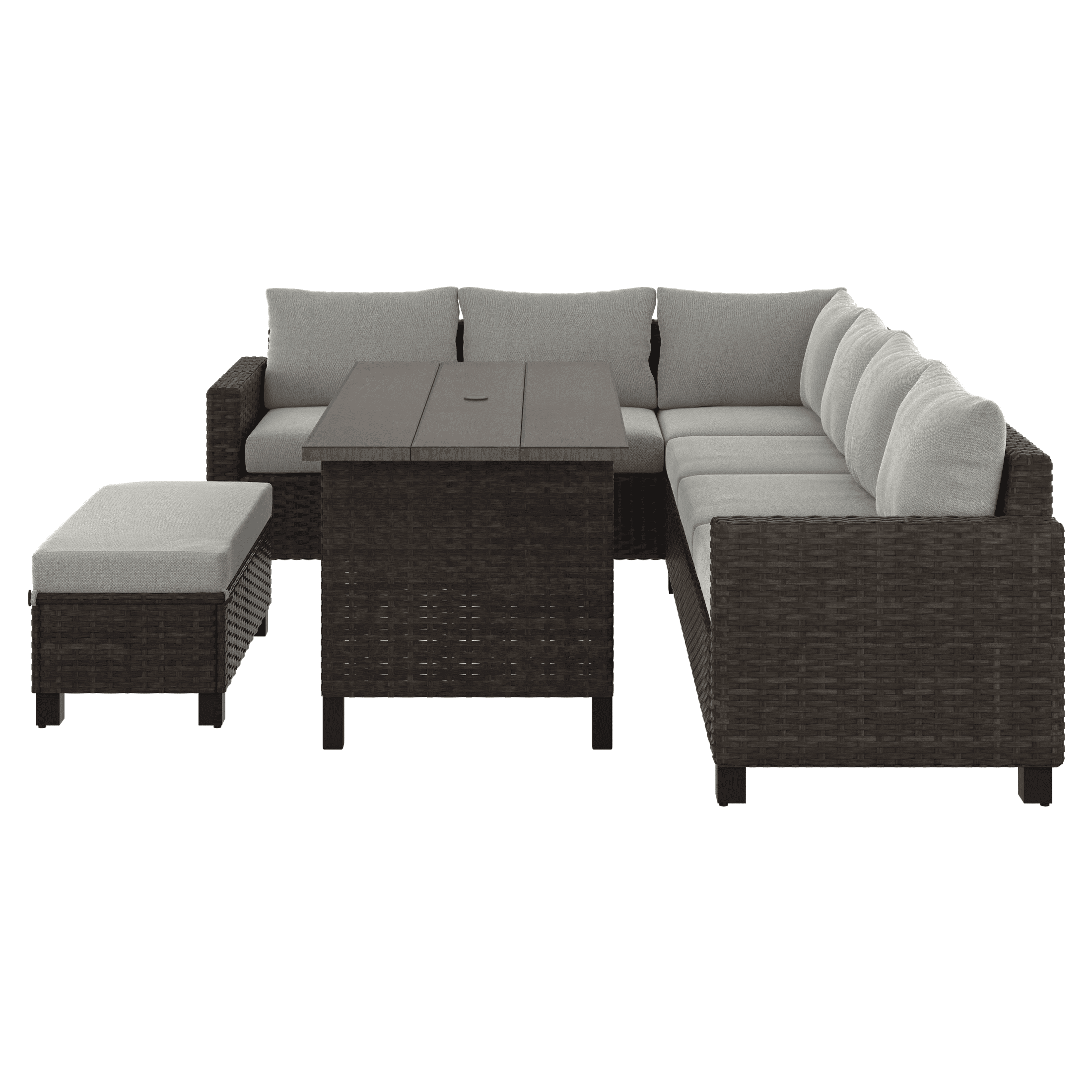 Better Homes & Gardens Brookbury 4-Piece Steel Outdoor Sectional Dining Set with Cushions & Covers, Tan