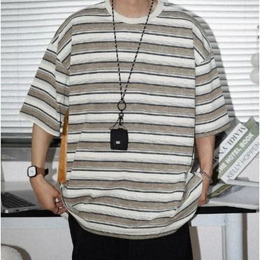 Striped Short Sleeve Loose Fit T-Shirt, Men's