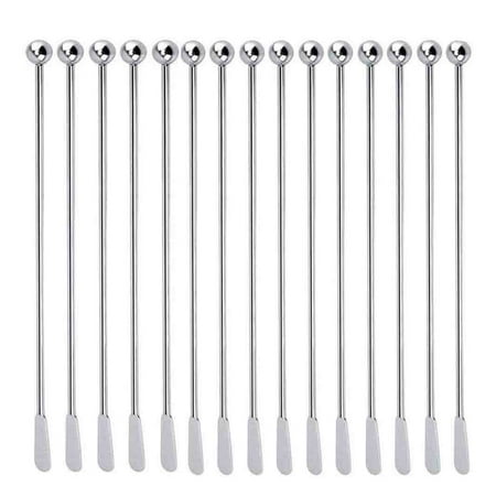 

15 Pcs Reusable Swizzle Sticks Coffee Stirrers Beverage Stir Sticks Stainless Steel Swizzle Sticks with Small Rectangular Paddles