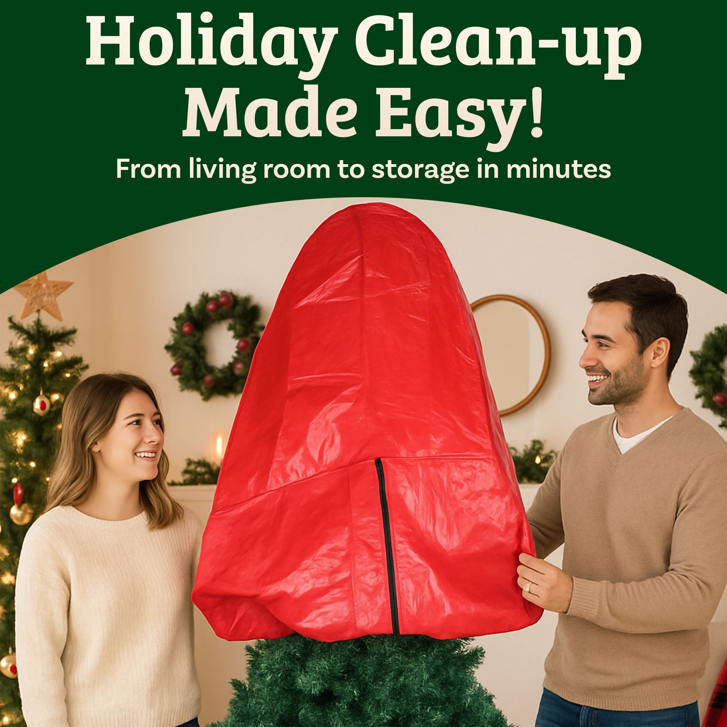 Elf Stor Premium Christmas Tree Cover Holiday Red Large Size for For 6 Ft Tree