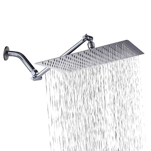 12 Inch Rainfall Shower Head Solid Square Ultra Thin Top Sprayer Brushed Nickel 